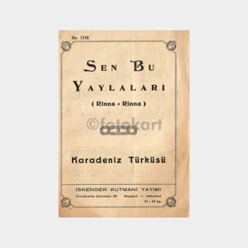 Sen Bu Yaylaları - Karadeniz Türküsü Nota