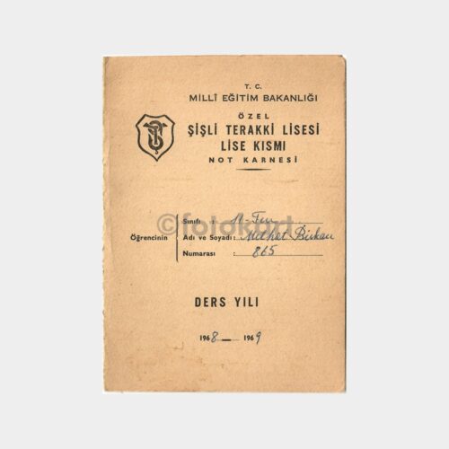 1968 Şişli Terakki Lisesi Karnesi