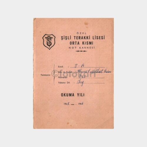 1965 Şişli Terakki Lisesi Karnesi