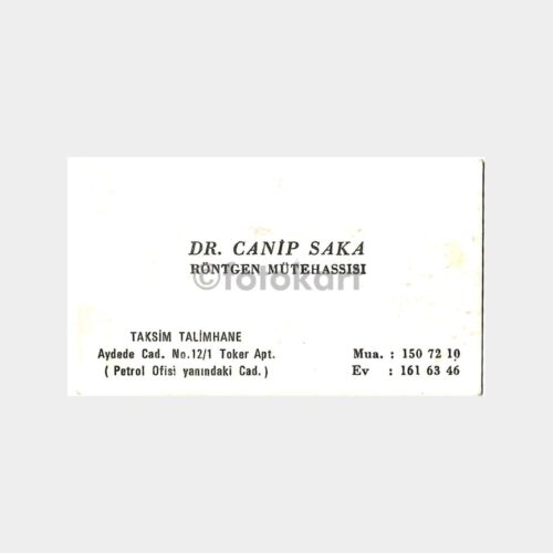 Taksim Talimhane Dr. Canip Saka Kartvizit