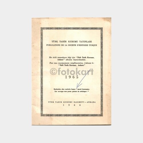 1965 Türk Tarih Kurumu Yayın Kataloğu