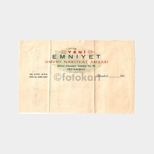 1960 Yeni Emniyet Ambarı Antetli Kağıt