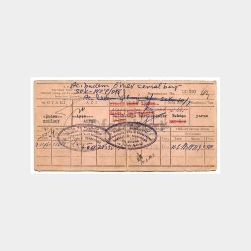1961 Acıbadem Kömür Tevzii Kartı