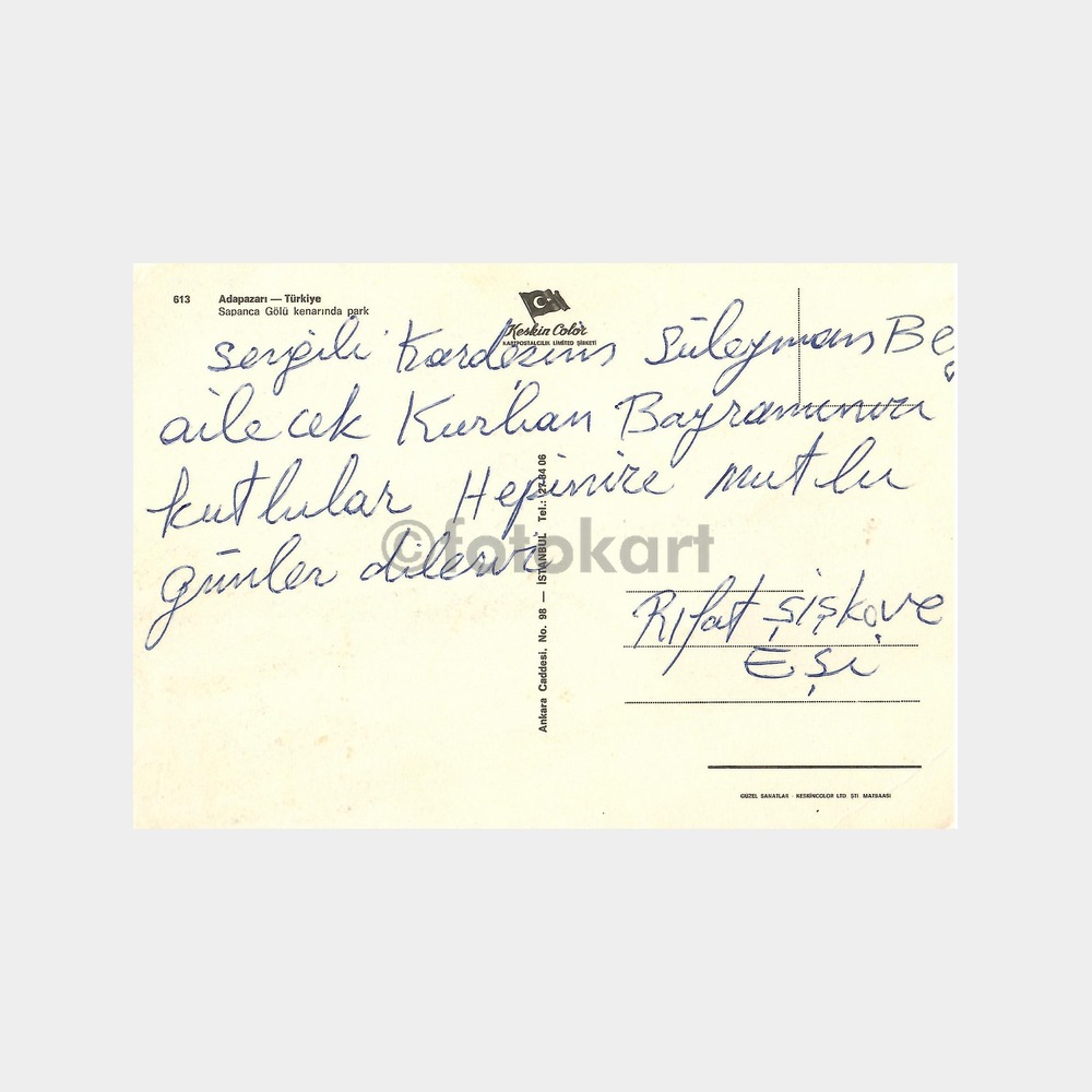 Adapazarı Sapanca Gölü Kenarı Park Kartpostal - Görsel 2