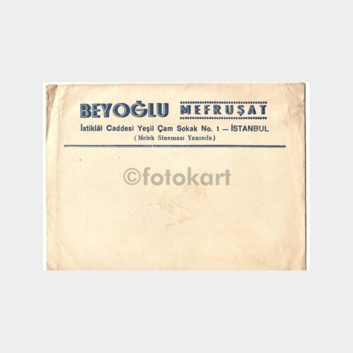 1960 Beyoğlu Mefruşat Yeşilçam Sok. Zarfı