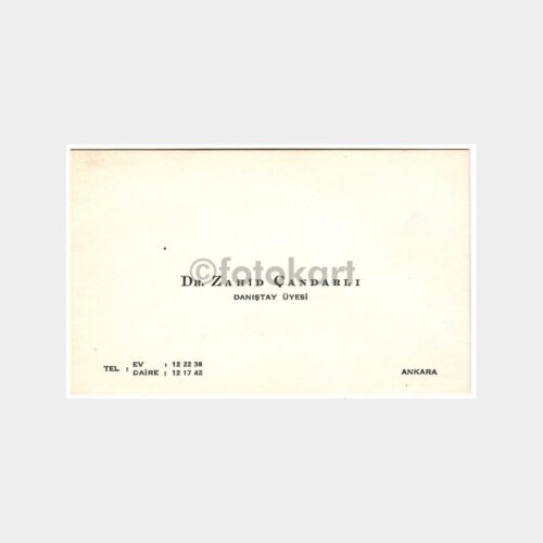 1970 Dr. Zahid Çandarlı - Danıştay Üyesi Kartvizit