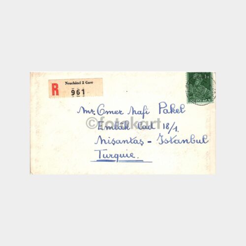 1959 İsviçre Neuchatel Taahhütlü Mektup