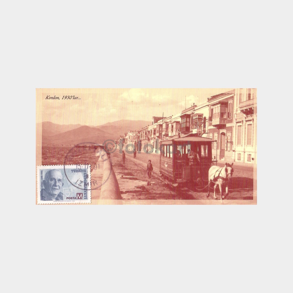 2001 İzmir Tramvay Kart Üstü Damgalı Kartpostal