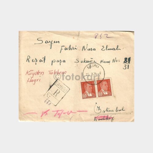 1954 Kilimli-Kızıltoprak Damgalı Zarf