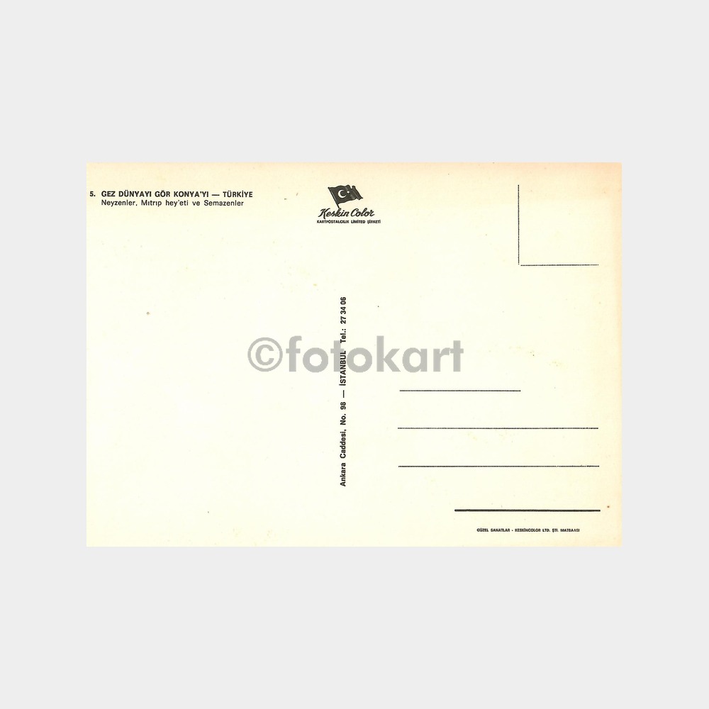 Konya Semazenler - Neyzenler Kartpostal - Görsel 2