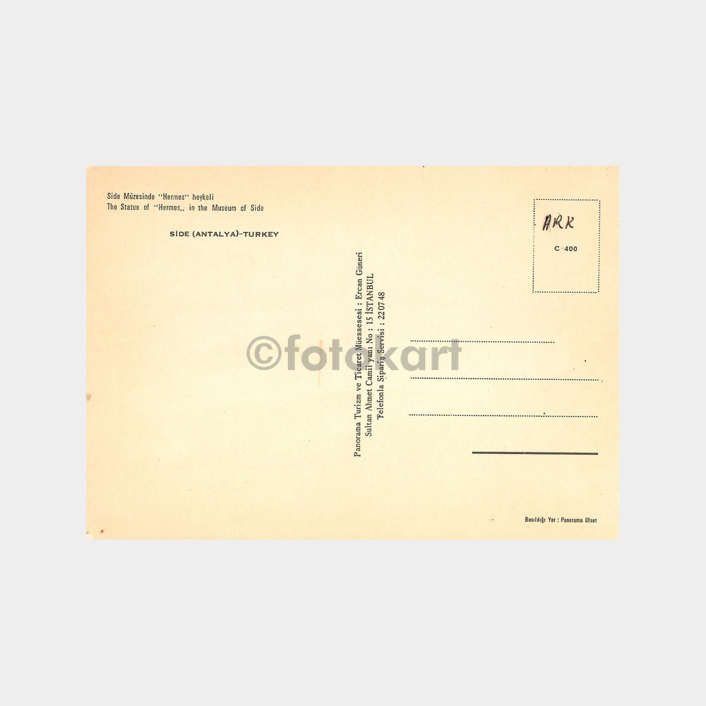Side Müzesi Hermes Heykeli Kartpostal - Görsel 2